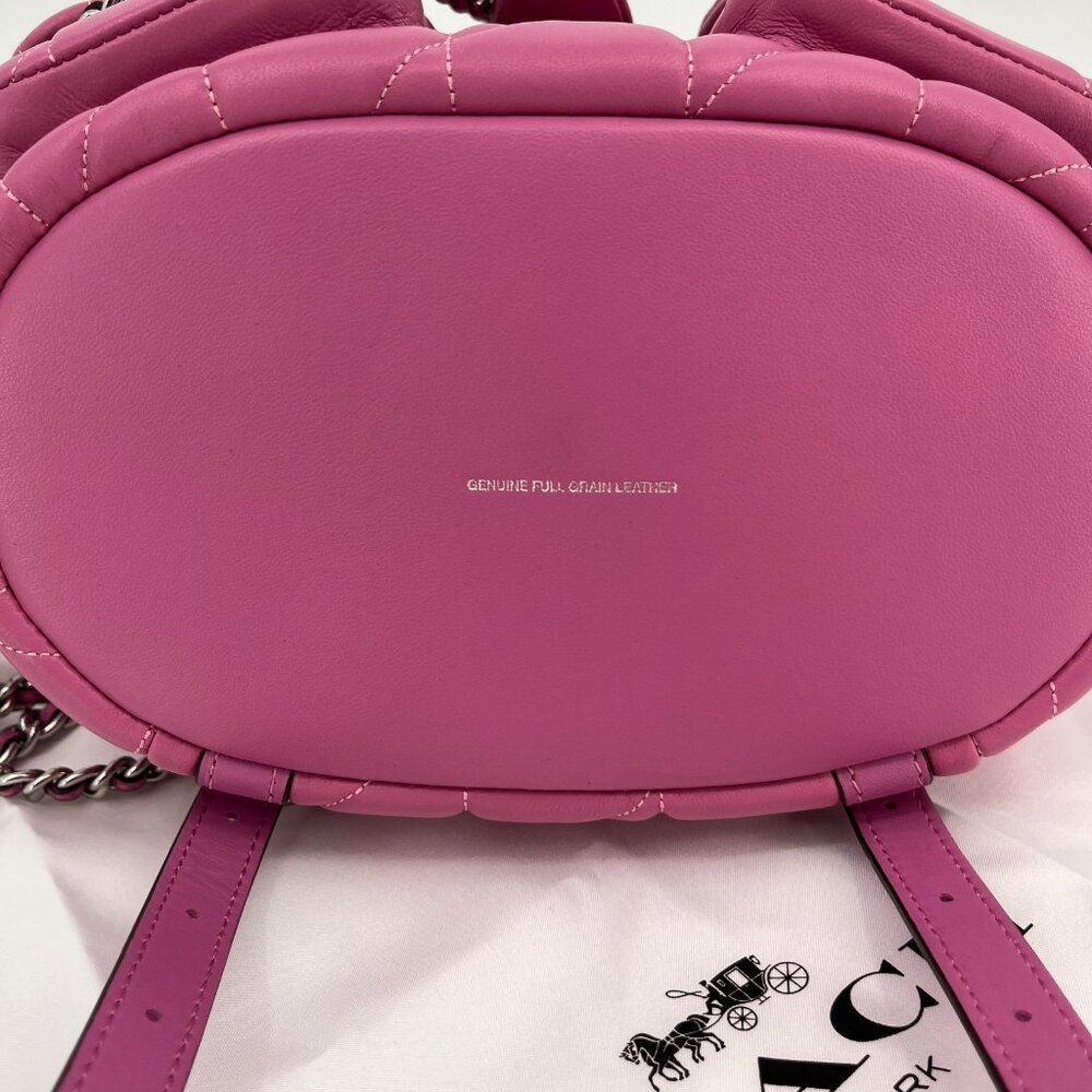 Coach Tabby Backpack Pillow Quilting Nappa Leather Pink Convertible Chain Strap - Picture 10 of 16